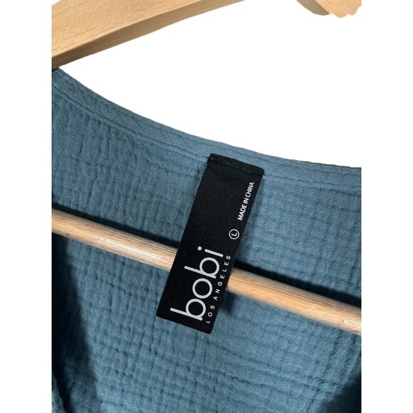 BOBI Drawstring‎ Easy Romper in Beach Gauze sz L Blue Stone - Picture 3 of 11